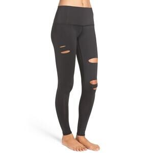 Teeki Leggings Laser Cut Medium Pilates Yoga Black Athleisure Fitness Gym